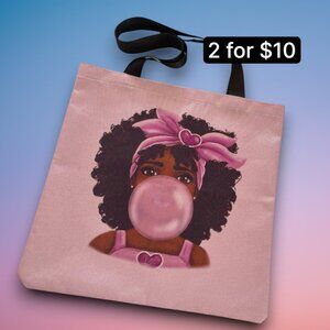 Pretty in Pink Ethnic Girly Bubble Gum Large Canvas Fabric Tote